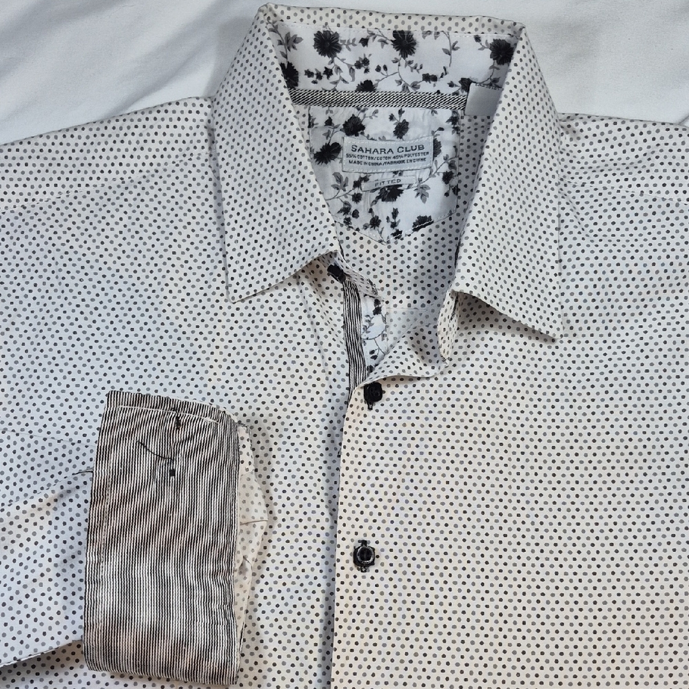 Sahara Club Men's Black and White Dress Shirt